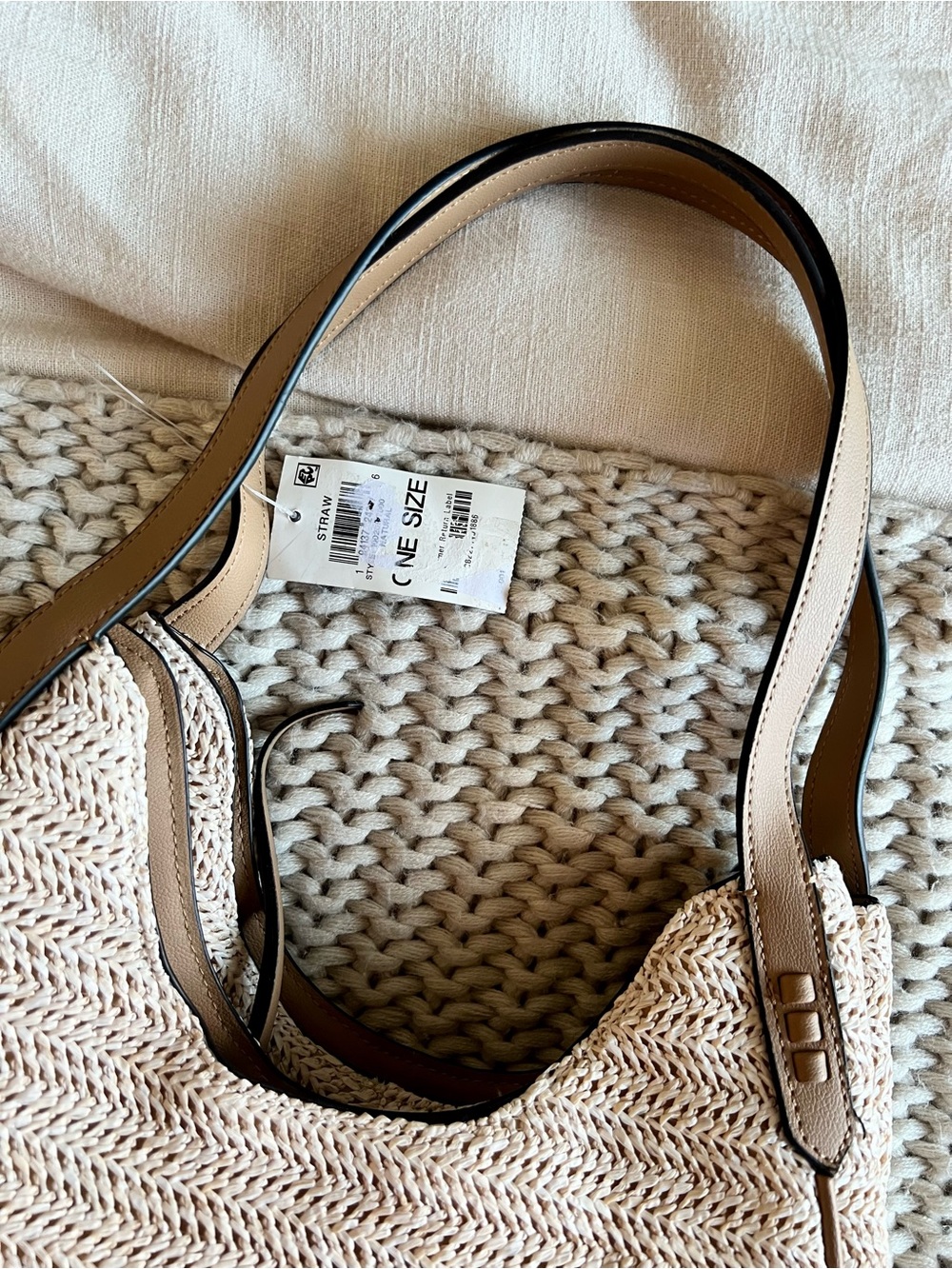 Style & Co. Straw Woven Shoulder Bag – Neutral Beige - Picture 6 of 6